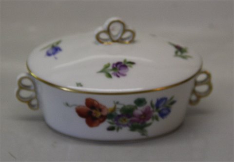 493-9107 Sugar bowl with lid ca 7 x 12 cm 
 Royal Copenhagen Saxon Flower