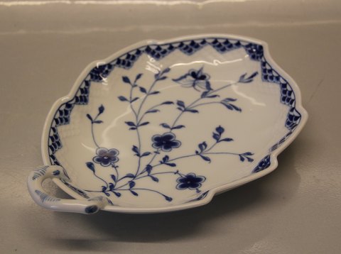 Dickens B&G Blue Fluted with butterfly with half laces 199 Leaf shaped dish, 
(large) 25 cm (357)