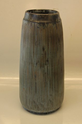 Stor Løvemose Riflet grøn vase 38 cm