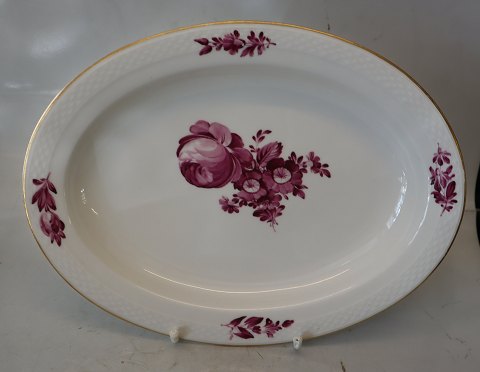 8017-427 Large oval platter 36.5 cm Purple Danish Porcelain Purpur Flower with 
gold braided Tableware