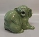 Royal Copenhagen Art Pottery dog Celadon 
2565 Pekingese Snarling KK 17 x 22 cm