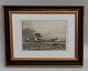 Radering: Carl Locher Marine Kronborg 29.3 x 38 cm including frame