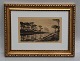 Etching: Skovgaard 1900 Landscape with lake 25 x 33.5 cm including golden frame