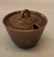 Mustard jar with lid 5.5 x 8 cm Small sugar bowl  Noeddebo Brown Ceramics 
Stoneware Danish Art Pottery Knabstrup