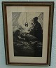 Illustration children and woman in a tent  Signed 
Louis  Moe (1857 - 1945) Norway / Denmark