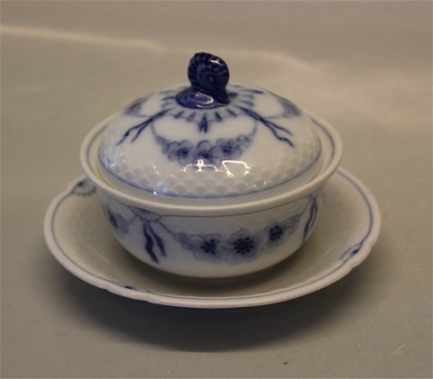 B&G Blå Empire porcelæn  058 Lille smørdåse på fod 1/8 kg ca 9,5 x 14 cm