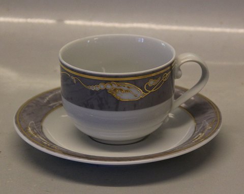 Royal Copenhagen  Grey Magnolia 072-073 Coffee cup 6 x 8 cm and saucer 14,5 cm
