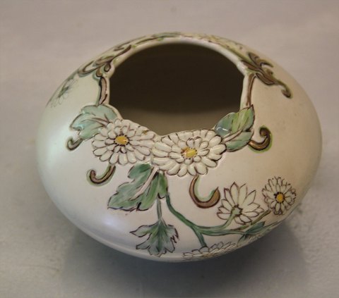 B&G Porcelain B&G 73-24 At Nouveeau Vase with Flowers in relief Signed Fanny 
Gaarde Decorated with colours ca 9 x 12.5 cm