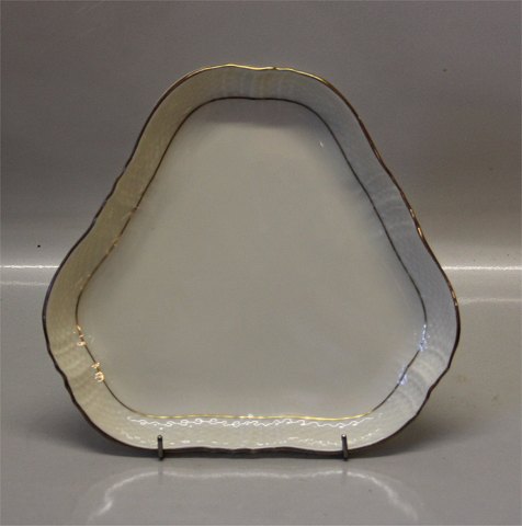 Danish Porcelain # 878  Creame  curved Tableware Cream with gold
1526-878 Triangular dish 8.25" / 21 cm