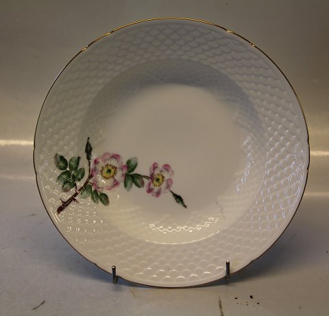 B&G Victor Hugo - vild rose på hvidt porcelæn med guldkant 023 Dyb tallerken 22 
cm (323)