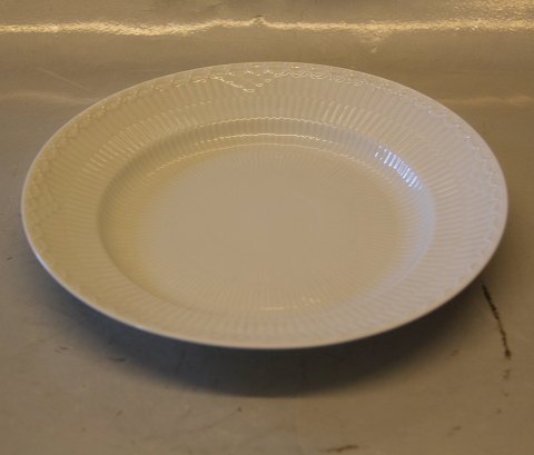 White Fluted Danish Porcelain half lace 572-1 Luncheon plate 22 cm , 8.75"
