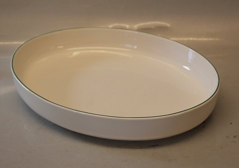 Green 3079 Large oval dish  33.5 x 5.5 cm (374) Royal Copenhagen faience Green 
top Green  line -4 ALL Seasons
