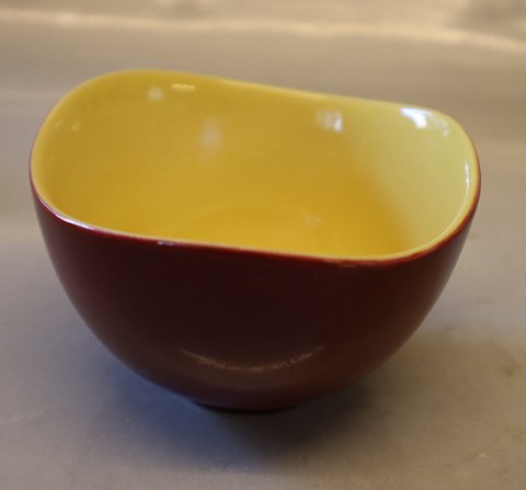 Sugar bowl 6.5  x 9.5 cm yellow and Bordeaux Congo Retro from Kronjyden Randers
