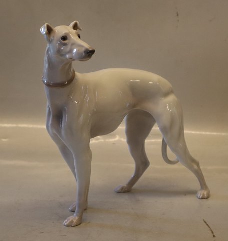 B&G 2078 Greyhound 24 x 24 cm, hvid tæve Bing & Grøndahl