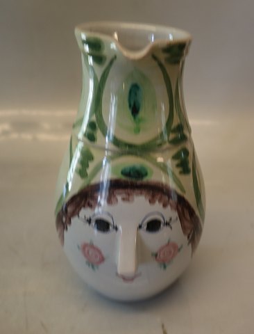 Bjørn Wiinblad pitcher 16 cm K8  1972 Green pastel with face