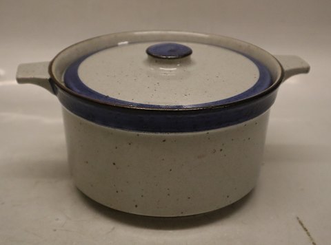 Lidded bowl with handles 11.5 x 22 cm  Christine Blue and Grey  Stoneware Danish 
Art Pottery Knabstrup
