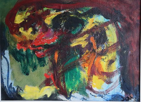 Painting acrylic on papir on canvas 38 x 51 cm Signed Jorn