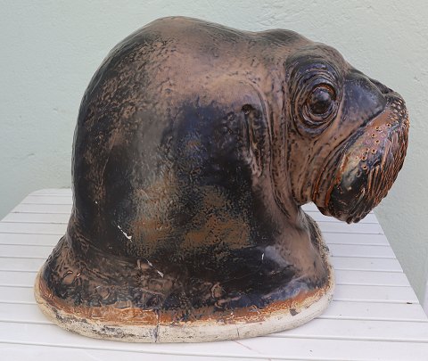 Jeanne Grut Whalross Seal head Royal Copenhagen Stoneware 40 x 46 x 42 cm