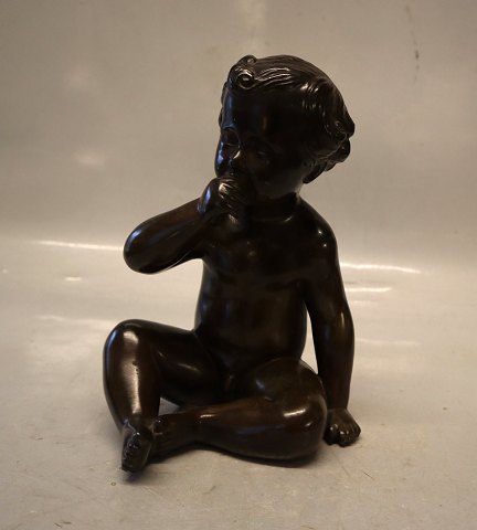 Just A Disko D 2323 Boy sitting sucking thump 19.5 cm Bronzed sculpture