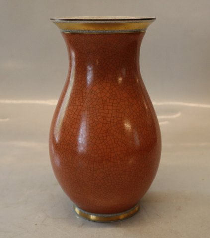 212-2782 RC Vase 18 cm red, grey & gold Craquelé, Royal Copenhagen  (Crackelure)