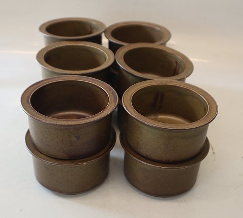 12 pieces Ramekins / Bowls 5 x 10 cm Noeddebo Brown Ceramics Stoneware Danish Art Pottery Knabstrup
