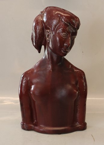Unique  - Woman bust Helge Christoffersen OX blood glaze 40 x 22 x 12 cm Royal Copenhagen Art Pottery