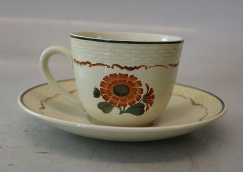 Kaffekop og underkop  13.3 cm Aluminia Spise- og kaffestel Morgenfrue på fletværk Kaffekopper
