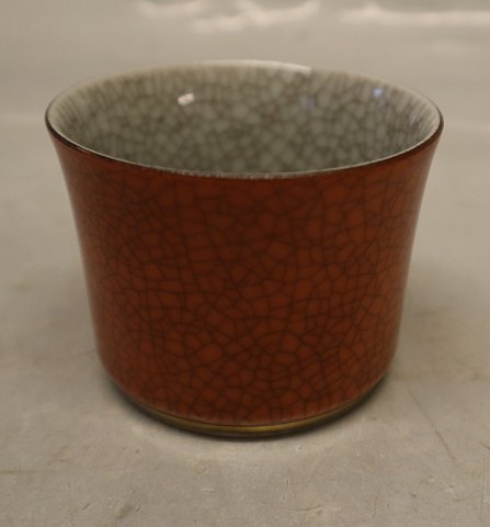 212-3642 RC Orange cup with gold and grey  5.7 x 7.5 cm Craquelé, Royal Copenhagen  (Crackelure)