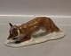 Royal Copenhagen figurine 
0073 RC Fox on base  7 x 22 cm Signed  Harald Wiberg