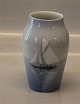 Royal Copenhagen RC 1117-88B Vase Sail ship 13.5 cm, marine
