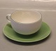 Green line 3074 Tea cup 6 x 10 cm (081 with saucer 15.5 cm (082) Royal 
Copenhagen faience green top  -4 ALL Seasons