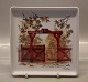 B&G Porcelain B&G 363 - 7030 Square Tray The Red fance 19.5 cm Dyrehaven north 
of Copenhagen