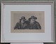 Michael Ancher Etching -  Two Fishermen from Skagen  1898 Ca 48 x 61 cm with 
wooden frame