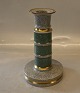 457-3338 RC Grey candlestick with green and gold 18 cm
 Royal Copenhagen Craquelé, (Crackelure)
