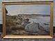 Painting Mariagerfjord in Golden Frame 112 x 153 cm Gunnar Bundgaard