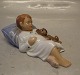 0681 RC Jens sleeping, Boy sleeping with teddy, 6 x 11 cm (1021681) Allan 
Therkelsen Royal Copenhagen 
